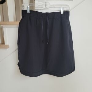 Lululmon Woven On The Fly Black Draw String Skirt With Pockets Size 10